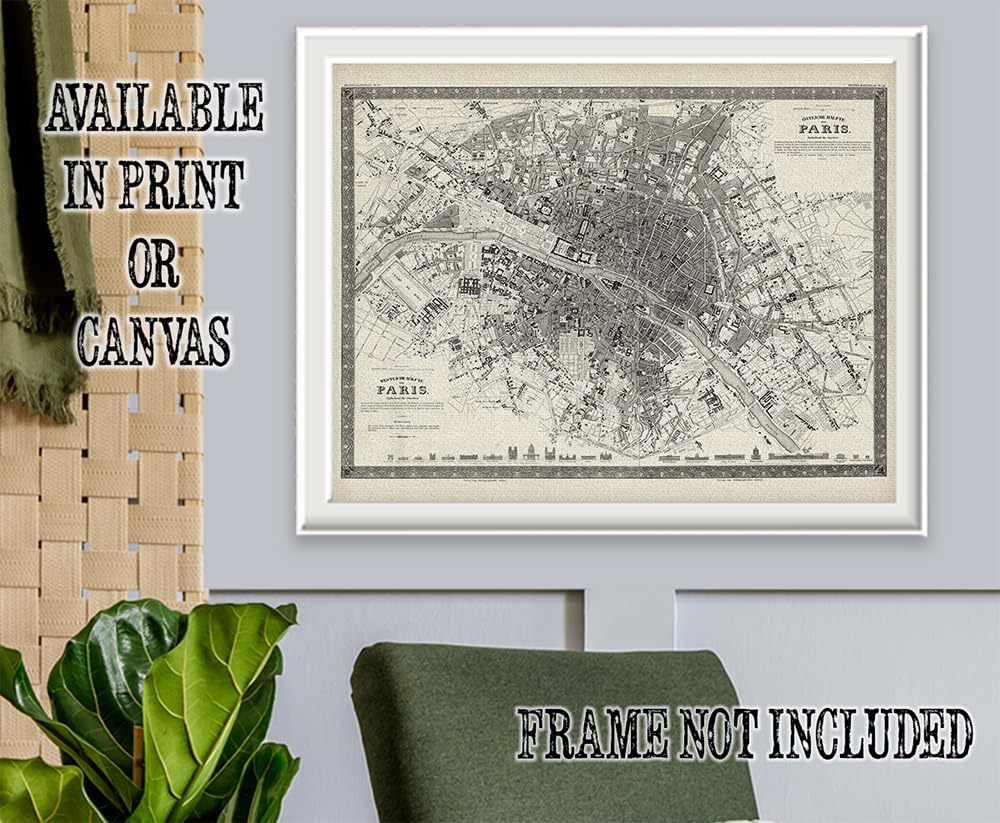Amazon.com: Vintage 1844 Paris France Map 18x24 Unframed Poster